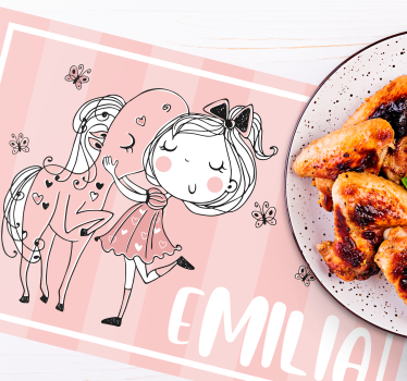 Kinder placemat charmante meisjespaard - TenStickers