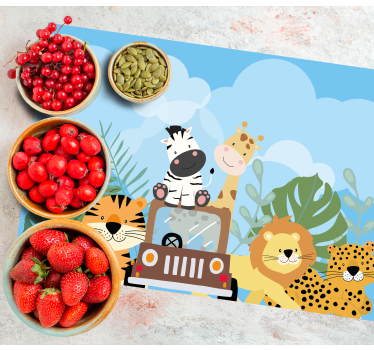 Kinder placemat dieren safari scène - TenStickers