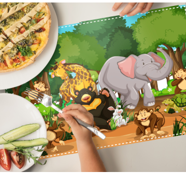 Kinder placemat dierenpret scène - TenStickers