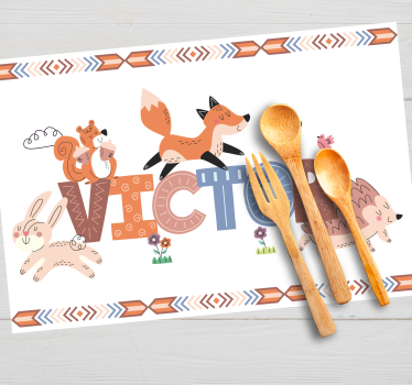 Kinder placemat dierenvrienden verzameling - TenStickers