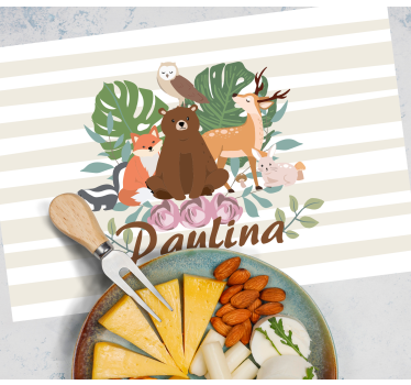 Kinder placemat dromerige dierenbijeenkomst - TenStickers