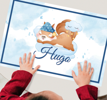 Kinder placemat eekhoorn op wolk - TenStickers