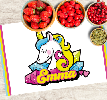 Kinder placemat eenhoorn edelsteen thema - TenStickers