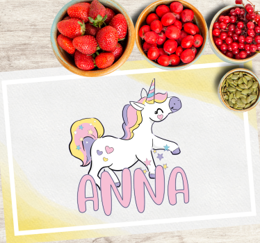 Kinder placemat eenhoorn met hartjes - TenStickers