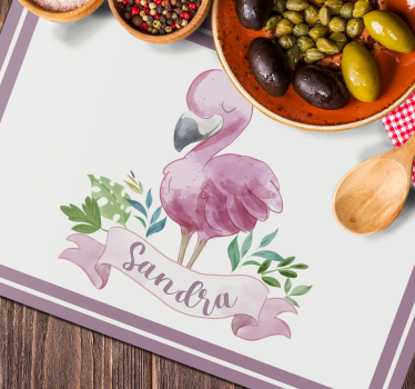 Kinder placemat Geschilderde flamingo voor kinderen - TenStickers