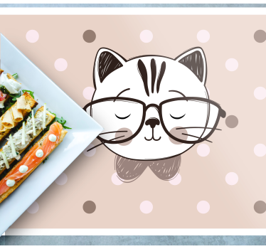 Kinder placemat kat met bril - TenStickers