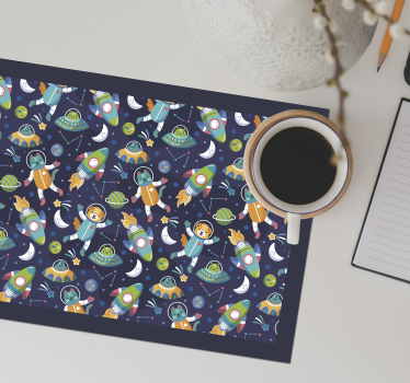 Kinder placemat kleurrijk ruimte avontuur - TenStickers