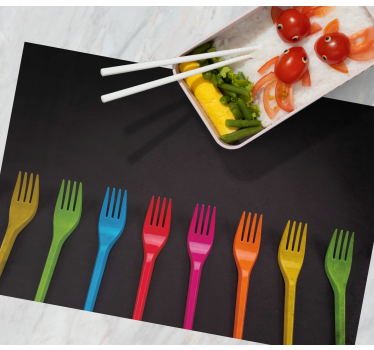 Kinder placemat kleurrijke bestek collectie - TenStickers