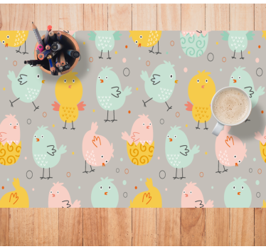 Kinder placemat kleurrijke kippenfiguren - TenStickers