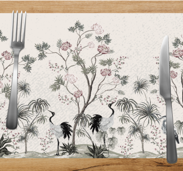 Kinder placemat kraanvogels tussen bloesems - TenStickers