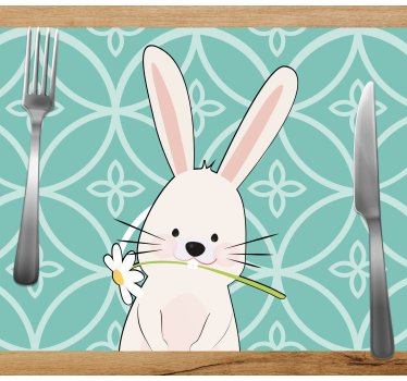 Kinder placemat schattig konijn met bloem - TenStickers