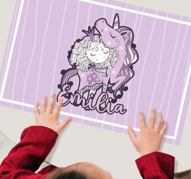 Kinder placemat schattige eenhoorn omhelzing - TenStickers