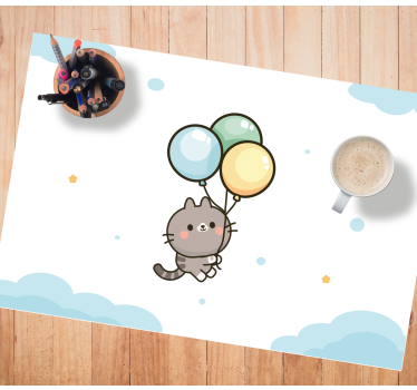 Kinder placemat schattige kattenballonnen - TenStickers