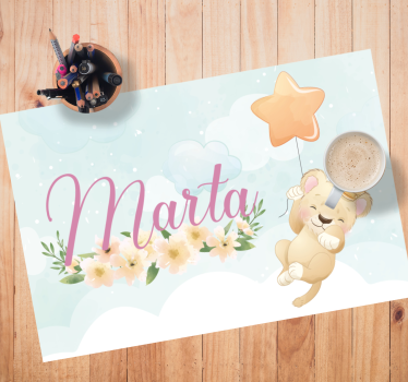 Kinder placemat schattige leeuw met ballon - TenStickers