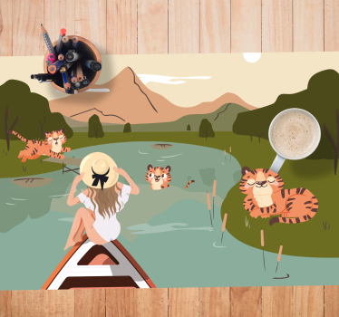 Kinder placemat speelse tijgers scene - TenStickers