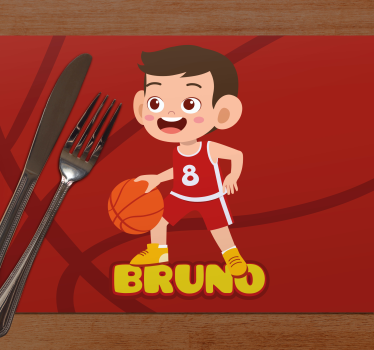 Kinder placemat vrolijke basketbalspeler - TenStickers