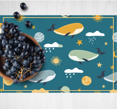 Kinder placemat walvissen en sterrenpatronen - TenStickers