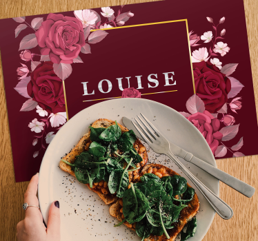 Klantgericht met rozennaam vinyl placemats - TenStickers