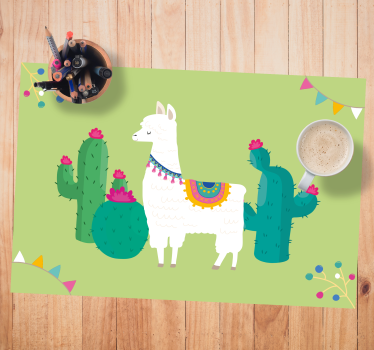 Lama met cactussen kinder placemat - TenStickers