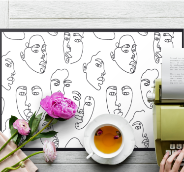 Moderne placemat abstracte gezichten lijntekening - TenStickers