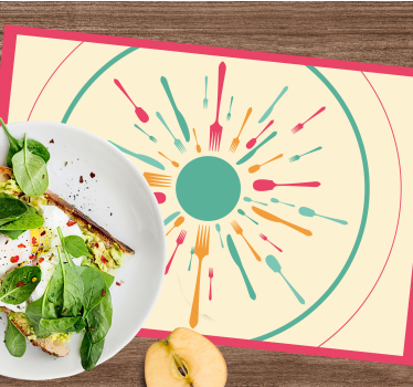 Moderne placemat kleurrijke bestekexplosie - TenStickers