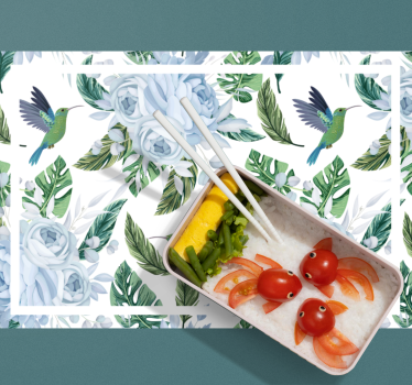Moderne placemat met bloemen kolibrie patroon - TenStickers