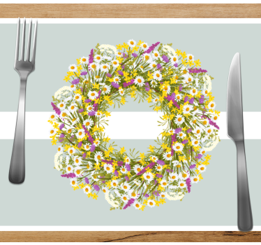 Originele placemat bloemenkrans centerpiece - TenStickers