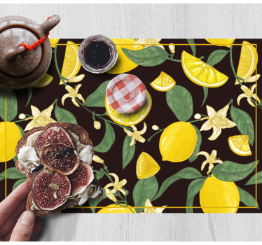Originele placemat citroen en bloemenpatroon - TenStickers