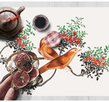 Originele placemat elegante vogels en bessen - TenStickers