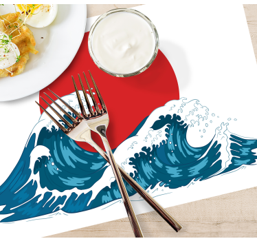 Originele placemat golven en opkomende zon - TenStickers