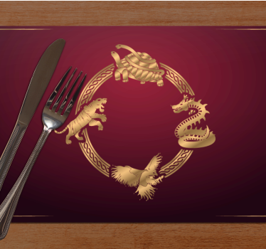 Originele placemat gouden dierenemblemen - TenStickers