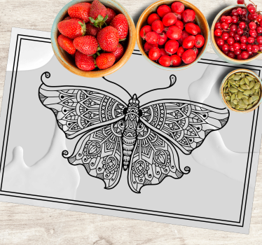 Originele placemat ingewikkeld vlinderpatroon - TenStickers