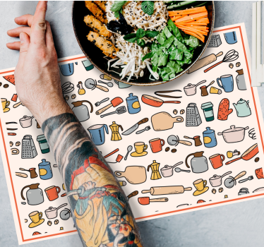 Originele placemat keukengerei assortiment - TenStickers