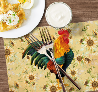Originele placemat kleurrijk haan middelpunt - TenStickers