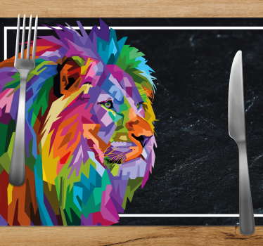 Originele placemat kleurrijk leeuwengezicht - TenStickers