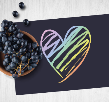 Originele placemat kleurrijke hartvorm - TenStickers
