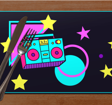 Originele placemat kleurrijke retro boom box - TenStickers
