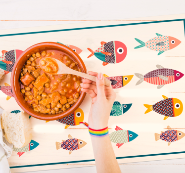 Originele placemat kleurrijke vispatronen - TenStickers