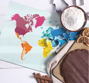 Originele placemat kleurrijke wereldkaart - TenStickers