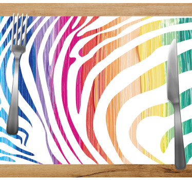 Originele placemat kleurrijke zebra strepen - TenStickers