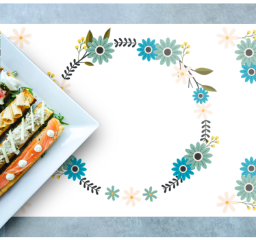 Originele placemat met bloemenlijst accent - TenStickers