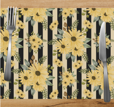 Originele placemat met bloemenstrepen patroon - TenStickers