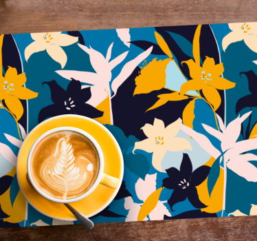 Originele placemat met bloemig teal patroon - TenStickers
