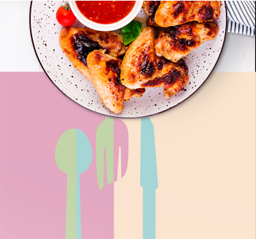 Originele placemat met gestileerde bestekelementen - TenStickers