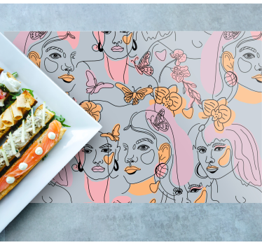 Originele placemat met gestileerde gezichten patroon - TenStickers