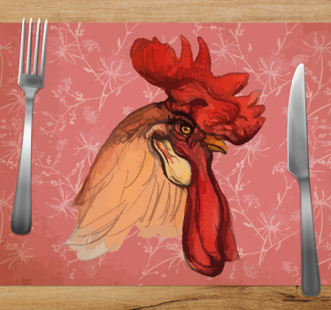 Originele placemat met illustratie van een haan - TenStickers
