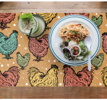 Originele placemat met kleurrijk kippenpatroon - TenStickers