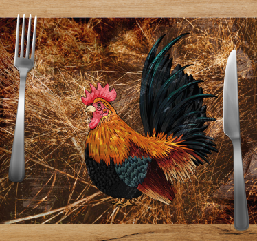 Originele placemat met levendige kip kunst - TenStickers