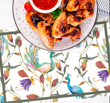 Originele placemat met pauwenbloemenpatroon - TenStickers