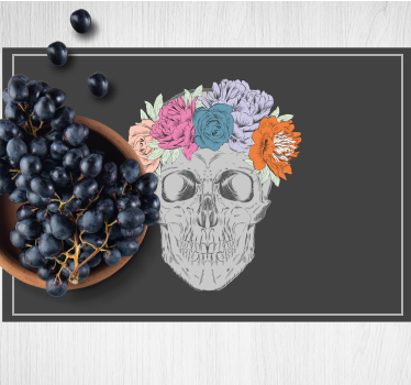Originele placemat met schedel bloemenkrans - TenStickers